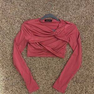 White Fox Long Sleeve Crop